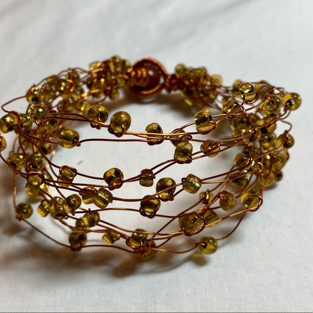 Hand crafted wire and bead bracelet